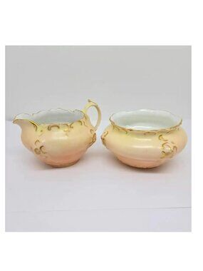 Antique Rosenthal & Company Hand Painted Sugar Bowl & Creamer 1891-1906, Germany